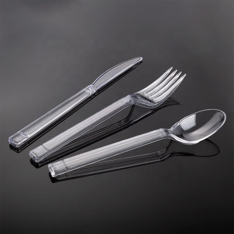 Strong Clear Re-Usable Plastic Cutlery | Reusable Cutlery for Party, Birthday, Christmas | Tableware and Dinnerware Clear Plastic Fork, Spoon and Knife (Knife - 25 Pieces)
