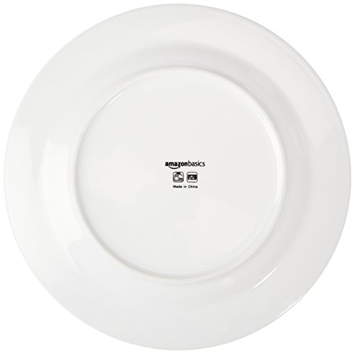 Amazon Basics Cafe Stripe Dinnerware Set with 16-Pieces - Red