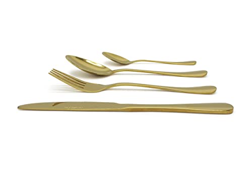 Cutlery Set Gold Plated Stainless Steel 16 Piece Set Forks Spoon Wedding Christmas Dinnerware Glim&Glam
