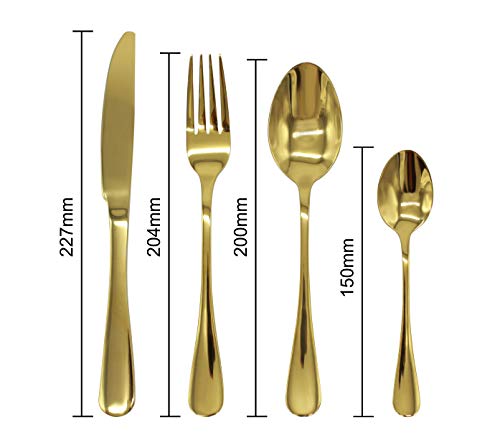 Cutlery Set Gold Plated Stainless Steel 16 Piece Set Forks Spoon Wedding Christmas Dinnerware Glim&Glam