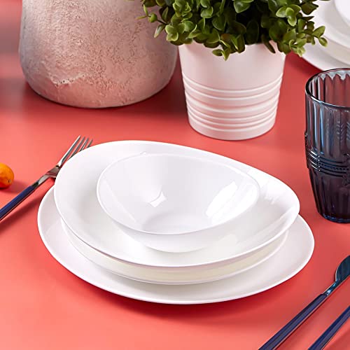 Karaca White Pure 24 Piece Glass Dinnerware Set, 4 Settings with 2 Free, Table Service, Crockery Set, Breakfast Set, Serving Plates, Cake Plates, Bowls, Dessert Plates, Special Dinner