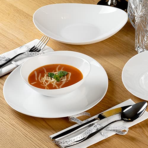Karaca White Pure 24 Piece Glass Dinnerware Set, 4 Settings with 2 Free, Table Service, Crockery Set, Breakfast Set, Serving Plates, Cake Plates, Bowls, Dessert Plates, Special Dinner