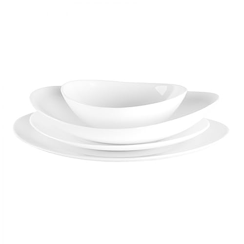 Karaca White Pure 24 Piece Glass Dinnerware Set, 4 Settings with 2 Free, Table Service, Crockery Set, Breakfast Set, Serving Plates, Cake Plates, Bowls, Dessert Plates, Special Dinner