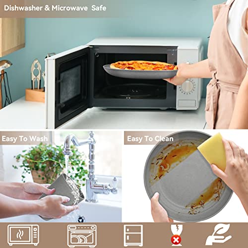 ENSINE 42pcs Plates and Bowls Set Grey, Premium Plastic Camping Dinner Sets with Carry Bag,Unbreakable Dinner Sets for 5 People, Plates, Cups, Bowls & Cutlery Set, Perfect for Picnic, BBQ, Kids