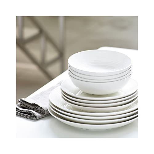 Royal Doulton Gordon Ramsay Maze White Collection Stoneware Set of 12 - Dinner Plates, Side Plates, & Cereal Bowls Ideal for Breakfast, Lunch and Dinner