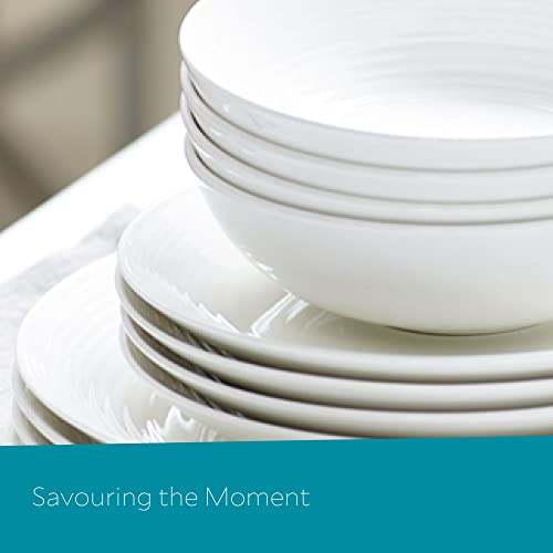 Royal Doulton Gordon Ramsay Maze White Collection Stoneware Set of 12 - Dinner Plates, Side Plates, & Cereal Bowls Ideal for Breakfast, Lunch and Dinner