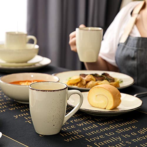 vancasso Navia Nature Dinner Set, Stoneware Vintage Look Cream Dinnerware Tableware, 48 Pieces Dinner Service Set for 12, Include Dinner Plate, Dessert Plate, Cereal Bowl and Mug
