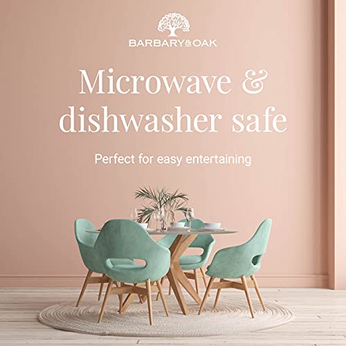 Barbary & Oak BO867004PNK Oslo 16 Piece Dinnerware Set, Stoneware, White and Pink Lemonade