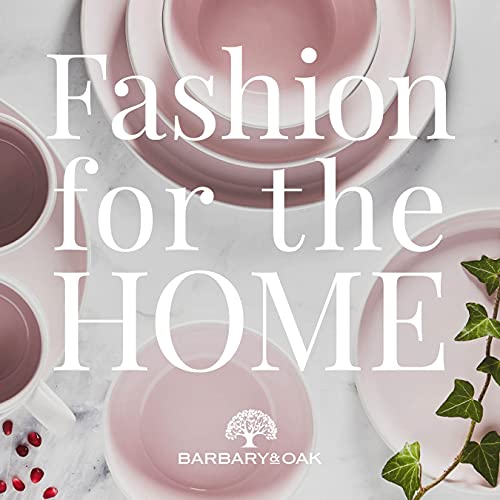 Barbary & Oak BO867004PNK Oslo 16 Piece Dinnerware Set, Stoneware, White and Pink Lemonade