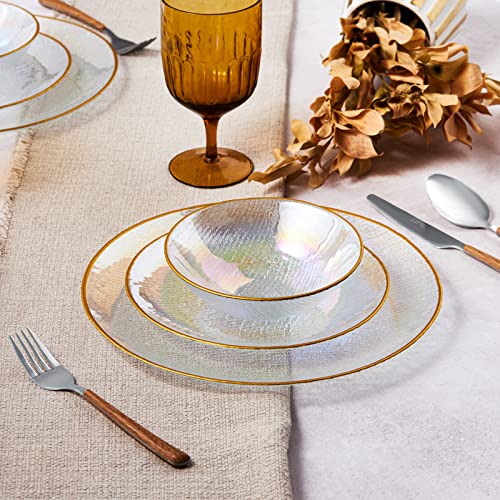 Karaca Glass Dinnerware Set for 6 Person, Glass, Multi-Colored, 18 Pieces, Dinner and Side Plates, Soup Bowls, Daily and Special Crockery Set