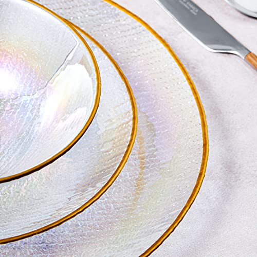 Karaca Glass Dinnerware Set for 6 Person, Glass, Multi-Colored, 18 Pieces, Dinner and Side Plates, Soup Bowls, Daily and Special Crockery Set