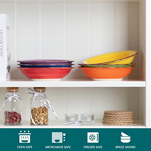 vancasso Bonita Muticolour Dinner Set- 18 Pieces Stoneware Dinnerware Set for 6, Handpainted Spirals Pattern Ceramic Combination Set with 10.5in Dinner Plate, 7.5in Dessert Plate and 800ml Soup Bowl