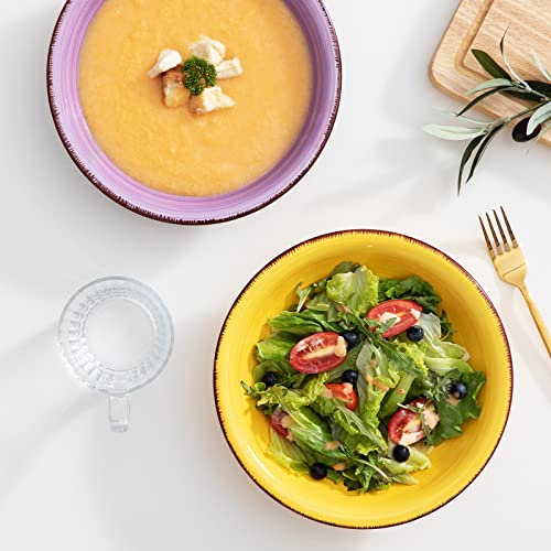 vancasso Bonita Muticolour Dinner Set- 18 Pieces Stoneware Dinnerware Set for 6, Handpainted Spirals Pattern Ceramic Combination Set with 10.5in Dinner Plate, 7.5in Dessert Plate and 800ml Soup Bowl