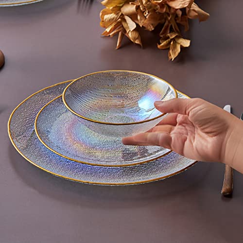 Karaca Glass Dinnerware Set for 6 Person, Glass, Multi-Colored, 18 Pieces, Dinner and Side Plates, Soup Bowls, Daily and Special Crockery Set