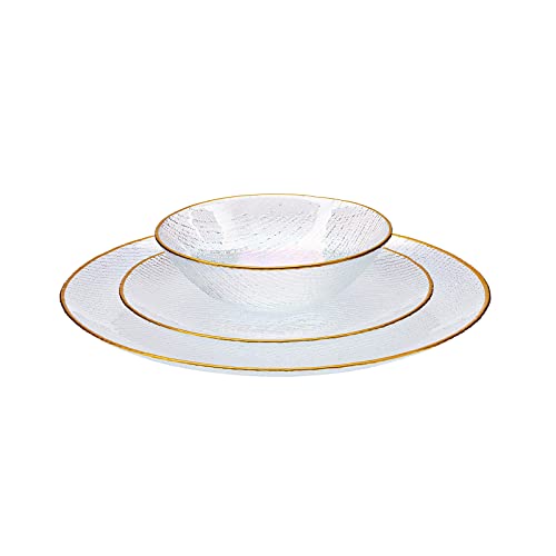 Karaca Glass Dinnerware Set for 6 Person, Glass, Multi-Colored, 18 Pieces, Dinner and Side Plates, Soup Bowls, Daily and Special Crockery Set