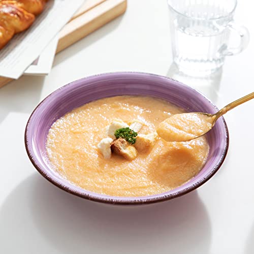 vancasso Bonita Muticolour Dinner Set- 18 Pieces Stoneware Dinnerware Set for 6, Handpainted Spirals Pattern Ceramic Combination Set with 10.5in Dinner Plate, 7.5in Dessert Plate and 800ml Soup Bowl