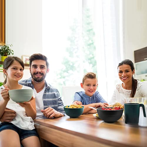 Greentainer Unbreakable Plastic Dinnerware Set, Lightweight Tableware with 4 Dinning Plates, 4 Dessert Plates, 4 Bowls, 4 Cups Kids & Adults, Service for 4, Dishwasher&Microwave Safe,16 Pcs