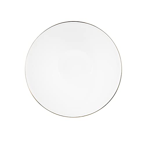 Karaca Streamline Saturn 59 Pieces Dinnerware Set for 12 People,New Bone,Dinner Plates,Pasta Bowls,Salad/Cereal/Soup Bowls,Side Plates,Serving Platters,Porcelain,Crockery Set, White Platinum