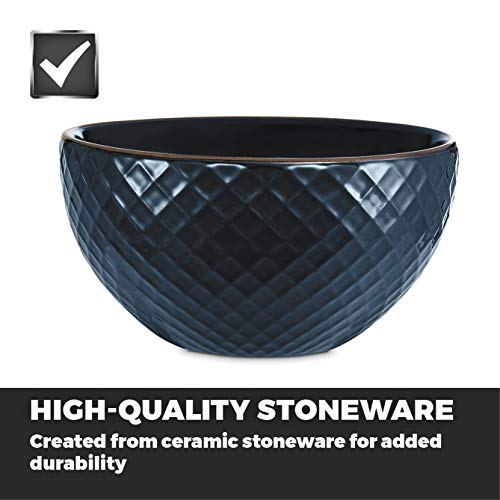 Tower T867002MNB Empire 16 Piece Dinnerware Set, Stoneware, Midnight Blue and Brass