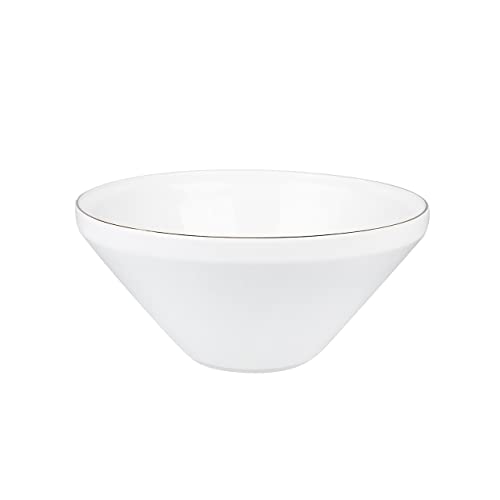 Karaca Streamline Saturn 59 Pieces Dinnerware Set for 12 People,New Bone,Dinner Plates,Pasta Bowls,Salad/Cereal/Soup Bowls,Side Plates,Serving Platters,Porcelain,Crockery Set, White Platinum