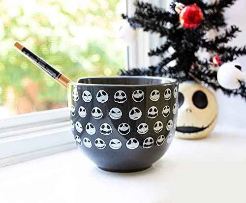 Disney The Nightmare Before Christmas Jack Skellington Faces Japanese Ceramic Dinnerware Set | Includes 20-Ounce Ramen Noodle Bowl and Wooden Chopsticks