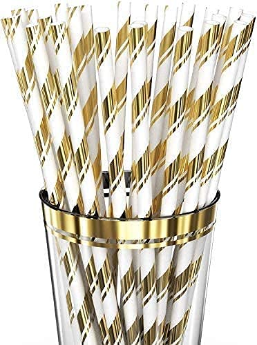 DLux 175 Pieces Gold Plastic Dinnerware Set for 25 Guests, (25 Forks, Knives, Spoons, Cups, Straws, Salad & Dinner Plates) for Wedding and Party, re-usable