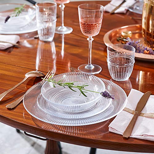 Louison Clear Opal Glass Dinner Set Dinnerware Tableware Plates Microwave Safe Dishwasher Safe Dining Modern (18pc Dinner Set)