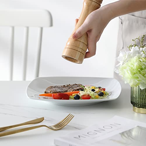 MALACASA, Series Julia, 18-Piece Dinner Sets Ivory White Porcelain Square Dinner Plate Sets with 6-Piece Dessert Plates 6-Piece Soup Plates and 6-Piece Dinner Plates