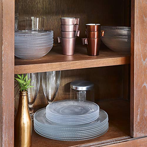 Louison Clear Opal Glass Dinner Set Dinnerware Tableware Plates Microwave Safe Dishwasher Safe Dining Modern (18pc Dinner Set)