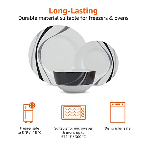 Amazon Basics 18-Piece Dinnerware Set - Swirl, Service for 6