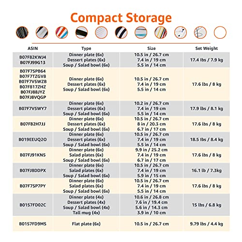 Amazon Basics 18-Piece Dinnerware Set - Swirl, Service for 6