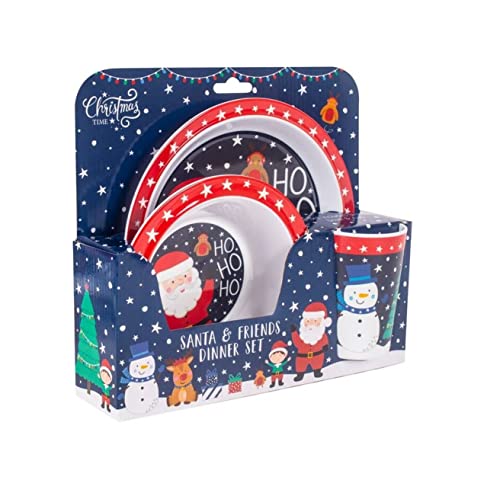 RSW INTERNATIONAL Christmas 3 Piece Melamine Feeding Set Cup Bowl Plate Santa and Friends