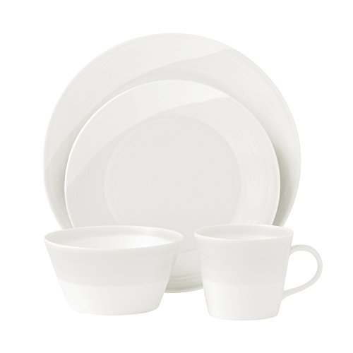 Royal Doulton 1815 1815TW25098 Pc Dinnerware Set, White, Porcelain, 16-Piece