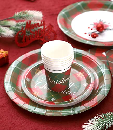 Winoo Design Large Christmas Paper Plates and Napkins Sets - Serves 16 - Includes 10 Inch Disposable Christmas Plates Cups Napkins Dinnerware for Christmas Decorations Christmas Décor Party Supplies