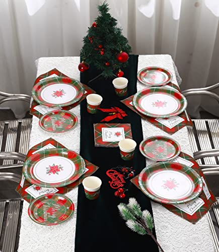 Winoo Design Large Christmas Paper Plates and Napkins Sets - Serves 16 - Includes 10 Inch Disposable Christmas Plates Cups Napkins Dinnerware for Christmas Decorations Christmas Décor Party Supplies