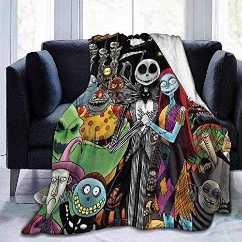 Nightmare Before Christmas Blanket Soft Jack Skellington & Sally Throw Blankets for Couch Bed Living Room Sofa 80" X60