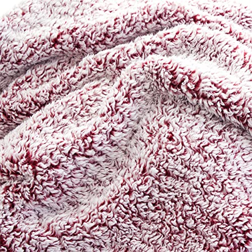 Bedsure Fleece Sherpa Throw Blanket Red - Fluffy Soft Cosy Fuzzy Furry Warm Blanket for Sofa and Bed, Single, 130x150cm