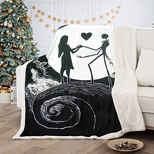 DJY Christmas Fleece Blanket Throw Nightmare Before Christmas Blanket Soft Thick Warm Blanket Sofa Couch Bed Throw for Kids Teens Adults 130x150cm