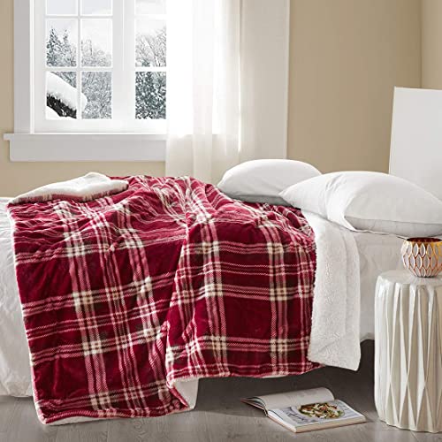 Microlight to Berber New Range of Light But Warm Soft Fluffy Micro Velour Throw Blankets For Sofa and Bed, Wrinkle Resistant, Anti-fade (Plaid-Red, 150 * 200cm)