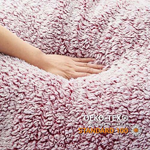 Bedsure Fleece Sherpa Throw Blanket Red - Fluffy Soft Cosy Fuzzy Furry Warm Blanket for Sofa and Bed, Single, 130x150cm