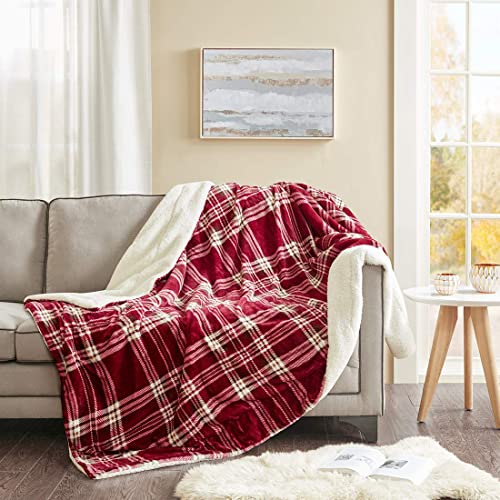 Microlight to Berber New Range of Light But Warm Soft Fluffy Micro Velour Throw Blankets For Sofa and Bed, Wrinkle Resistant, Anti-fade (Plaid-Red, 150 * 200cm)