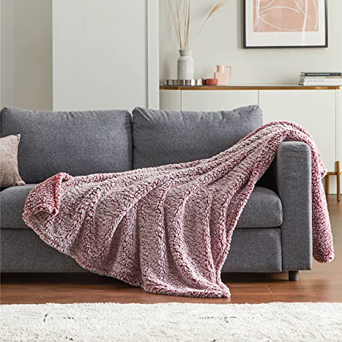 Bedsure Fleece Sherpa Throw Blanket Red - Fluffy Soft Cosy Fuzzy Furry Warm Blanket for Sofa and Bed, Single, 130x150cm