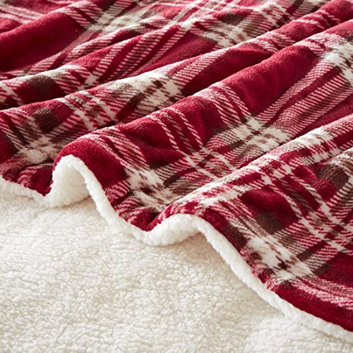 Microlight to Berber New Range of Light But Warm Soft Fluffy Micro Velour Throw Blankets For Sofa and Bed, Wrinkle Resistant, Anti-fade (Plaid-Red, 150 * 200cm)