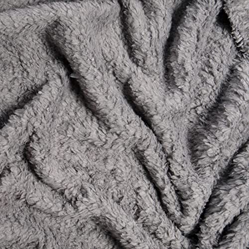 Brentfords Teddy Fleece Blanket Large Throw Over Bed Plush Super Soft Warm Sofa Bedspread, Charcoal Grey - 125 x 150 cm