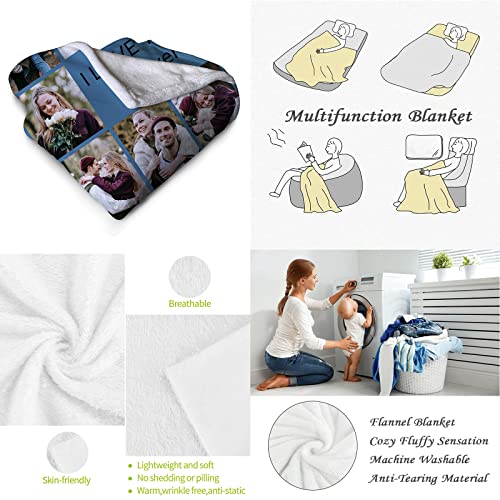 DZWSZ Personalised Photo Blanket, Baby Blanket, Custom Blanket with 1-9 Photo Collages, Throw Blanket, Christmas Halloween Blankets For Sofas, Personalised Gifts Daughter Blanket From Mum