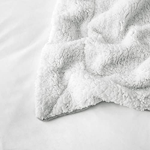 Oxford Homeware Sherpa Fleece Blanket Reversible Throw Blankets Soft Fluffy Thick Blankets Microfiber Plush Blanket for Bed, Couch (Silver, Double (150 x 200 Cm))
