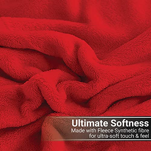Rohi Fleece Blanket King Size for Bed Couch & Sofa - Super Soft Fluffy Faux Fur Warm Solid Red Bed Throws for Sofa Fleece Bedspread Blanket - 200x240 cm