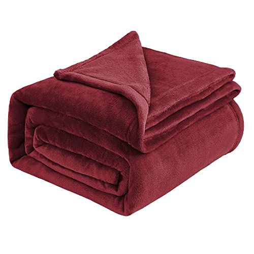 IR Imperial Rooms Fleece Blanket Throws for Sofas – Soft Fluffy 400 GSM Silk Touch Warm Blankets for Bed and Couch Bed Throw for Bedroom, Travel (Burgundy, Throw/Single)