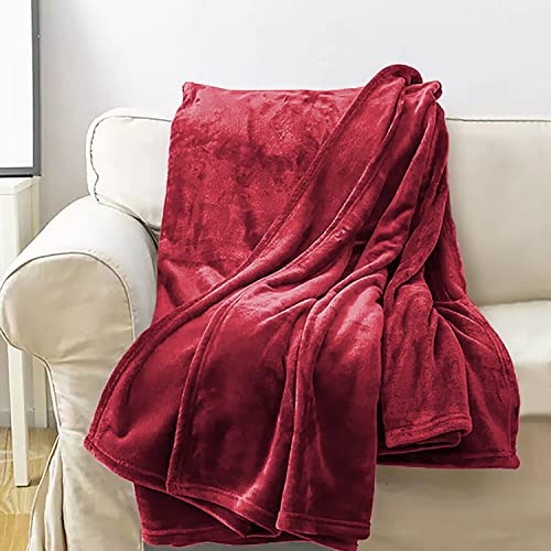 IR Imperial Rooms Fleece Blanket Throws for Sofas – Soft Fluffy 400 GSM Silk Touch Warm Blankets for Bed and Couch Bed Throw for Bedroom, Travel (Burgundy, Throw/Single)