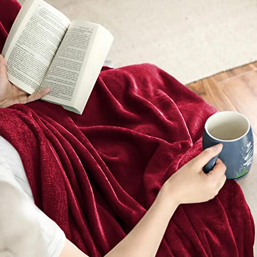 IR Imperial Rooms Fleece Blanket Throws for Sofas – Soft Fluffy 400 GSM Silk Touch Warm Blankets for Bed and Couch Bed Throw for Bedroom, Travel (Burgundy, Throw/Single)